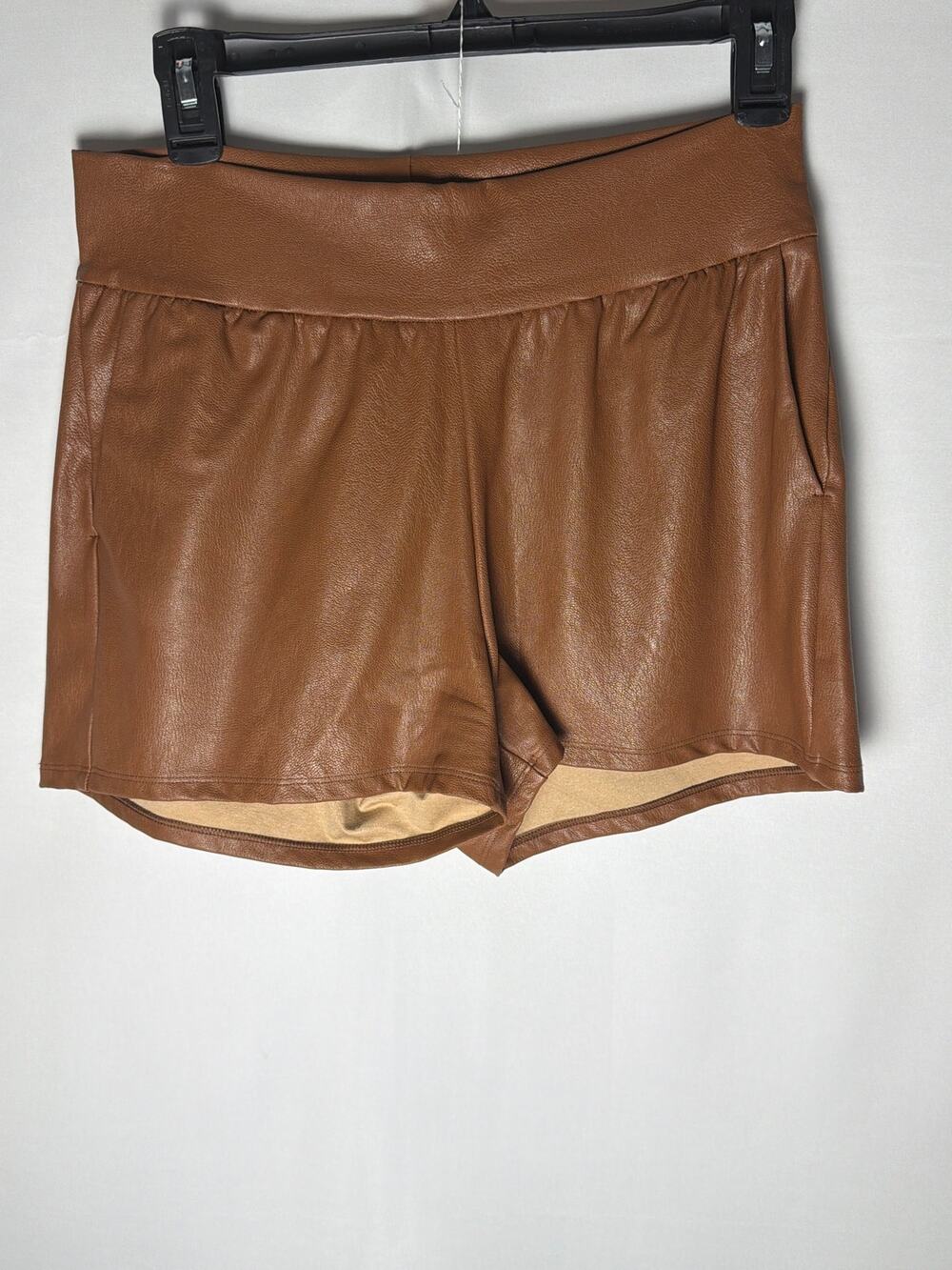 Commando Faux Leather Jogger Short: Brown